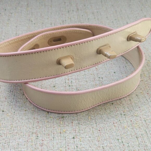 Vintage Cynthia Rowley Ladies Belt Genuine Leather Tan/pink Waistband Size 30 in - Picture 2 of 12